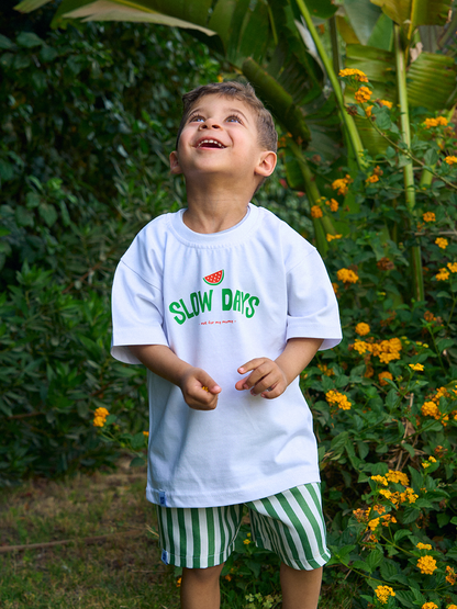 Slow Days Boxy Tee — White