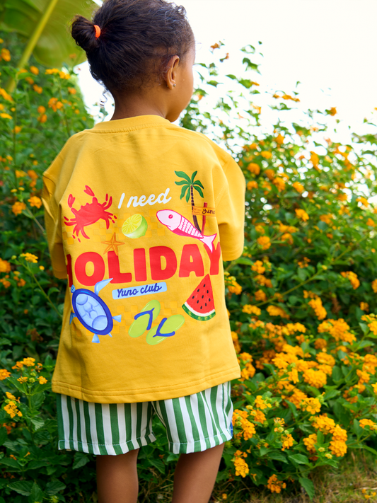 Holiday Club Boxy Tee — Yellow